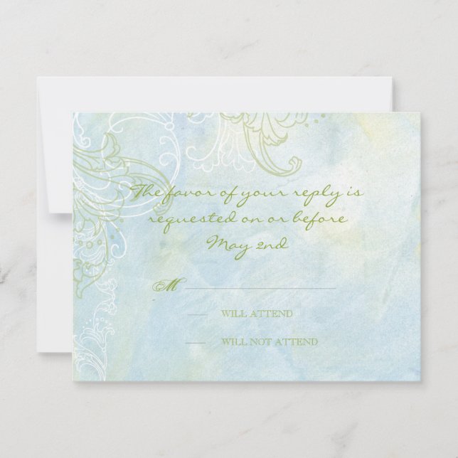 Aqua Blue Sonnenblume Blumenwirl Moderne Hochzeit RSVP Karte (Vorderseite)