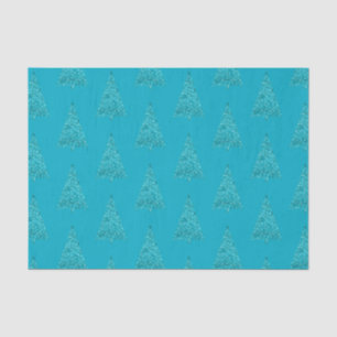 Aqua Blue Sparkle Christmas Tree Seidenpapier