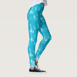 Aqua Blue Sparkle Imitats Glitzer Leggings