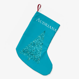 Aqua Blue Sparkle Kleiner Weihnachtsstrumpf