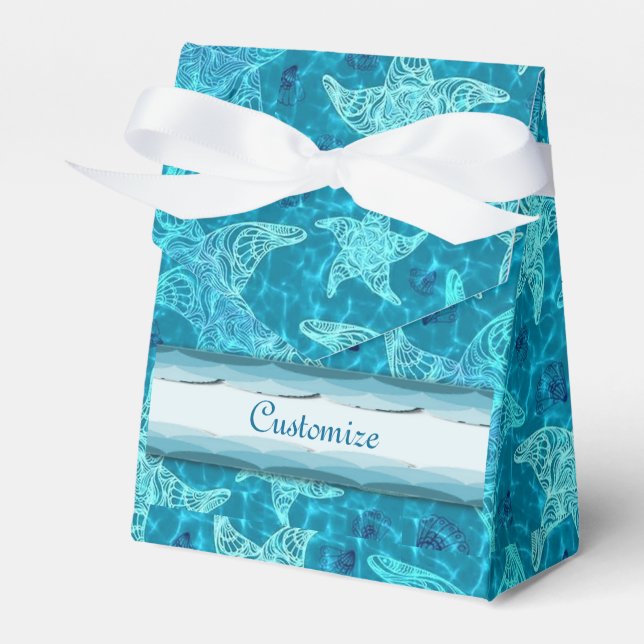Aqua Blue Starfish Muster Zelt Gefälligkeitsbox Geschenkschachtel (Vorderseite)