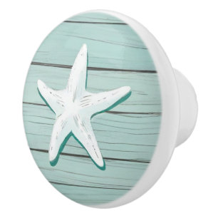 Aqua Blue Starfish Sea Star Imitate Holzklammer Keramikknauf