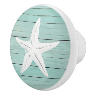 Aqua Blue Starfish Sea Star Imitate Holzklammer Keramikknauf
