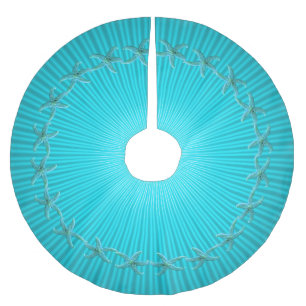 Aqua Blue Starfish Wreath Tropical Christmas Polyester Weihnachtsbaumdecke