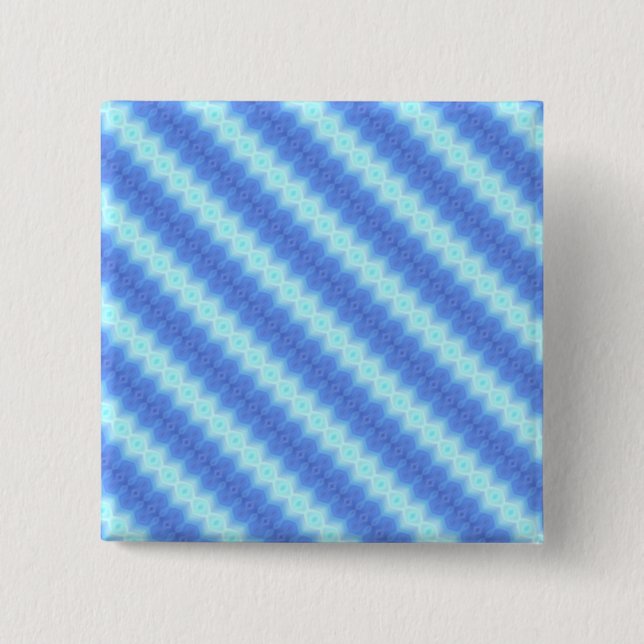 Aqua Blue Strick Crochet Strip Texturmuster Button (Vorderseite)