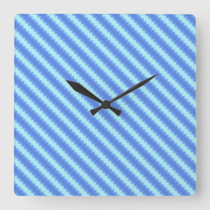 Aqua Blue Strick Crochet Strip Texturmuster Quadratische Wanduhr