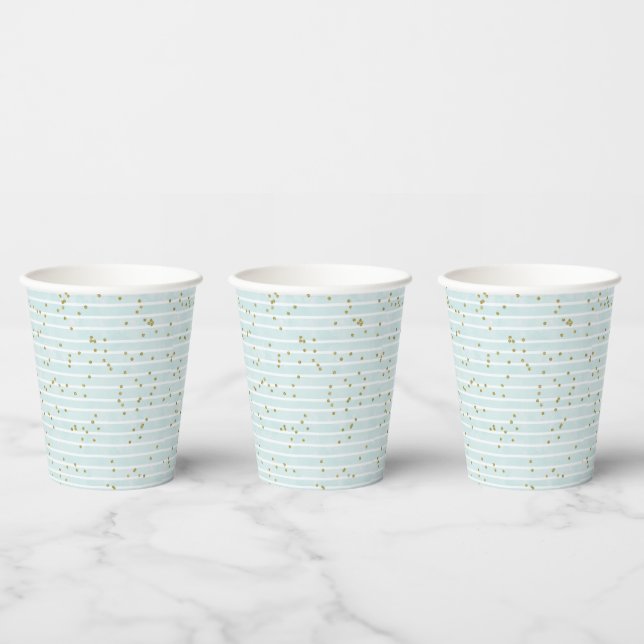 Aqua Blue Strip und Gold Polka Dot Pappbecher (Multi)