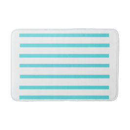 Aqua Blue Striping Bath Mat - Moderne, horizontale Badematte