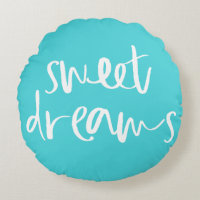 Aqua Blue Sweet Dreams Coussin rond