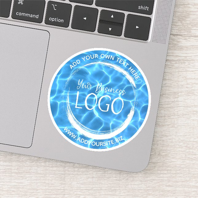 Aqua Blue Swimming Pool Business Logo Circle Aufkleber (Detail)