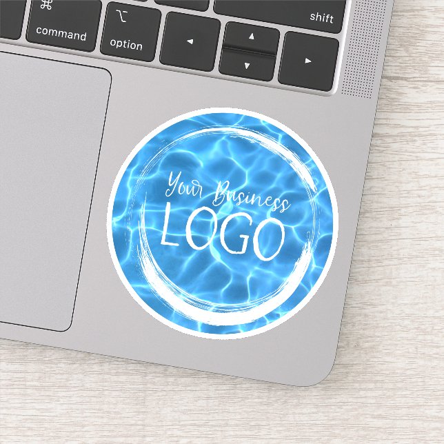 Aqua Blue Swimming Pool Business Logo Circle Aufkleber (Detail)