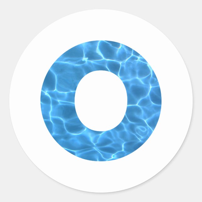 Aqua Blue Swimming Pool Foto Monogram O Runder Aufkleber (Vorderseite)