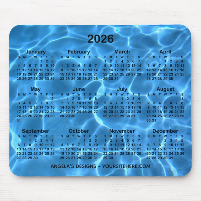 Aqua Blue Swimming Pool Kalender Förderung Mousepad (Vorne)