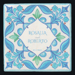 Aqua Blue Talavera Fliesen mit Monogramm Gastgesch Steinuntersetzer<br><div class="desc">Personalisierte praktische Gastgeschenke Hochzeiten mexikanische Talavera Gastgeschenke Hochzeiten mit Monogramm maßgeschneiderte Stein-Untersetzer Vorlage Aqua Blue Azulejo Talavera Spanisch Mexikanische Fliesen elegante HochzeitsUntersetzer personalisierte Gefälligkeiten,  lebhafte,  fette Farben angepasste Untersetzer personalisiert Hochzeitsempfang Dekor personalisiert talavera bevorzugt</div>