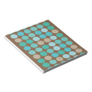 Aqua Blue Teal & Brown Dots Modern Pattern Notizblock