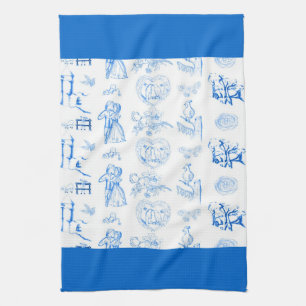 Aqua Blue Toile Américain MoJo Serviette de cuisin