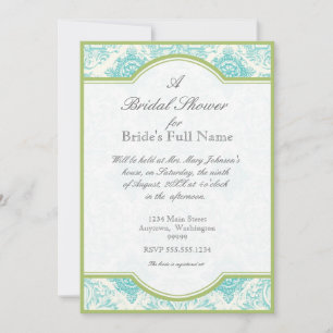 Aqua Blue Toile Quatrefoil - Invitation Fête des m