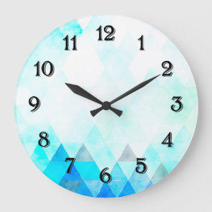 Aqua Blue Triangle Aqua Große Wanduhr