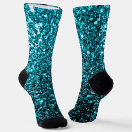 Aqua Blue Türkise Imitate Glitzer Glitzern Socken