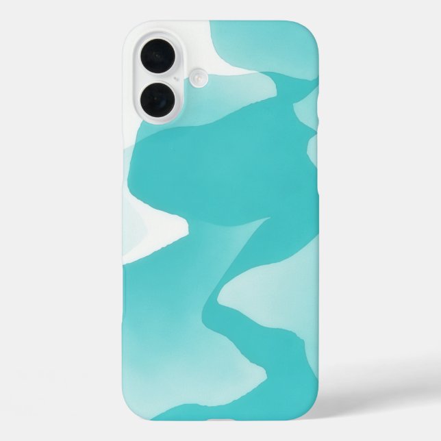Aqua Blue Turquoise Abstrakt Art IPhone Fall 16 Plus Hülle (Rückseite)
