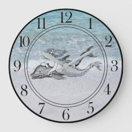Aqua Blue Turquoise Meraid  Große Wanduhr