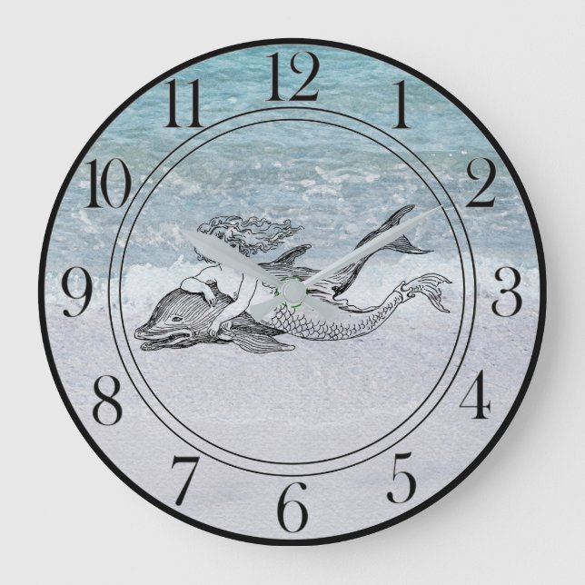 Aqua Blue Turquoise Meraid  Große Wanduhr (Vorderseite)