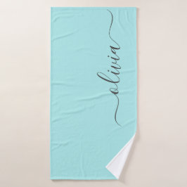 Aqua Blue Turquoise Moderne Script Girl Monogramme