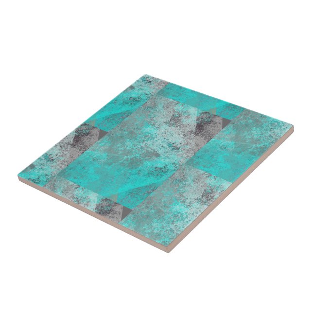 Aqua Blue Turquoise und Grau gestört Fliese (Seite)