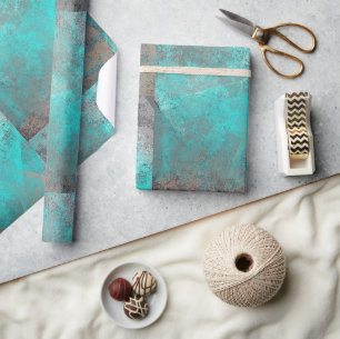 Aqua Blue Turquoise und Gray Modern gestört Geschenkpapier