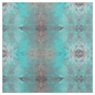 Aqua Blue Turquoise und Gray Motif Stoff