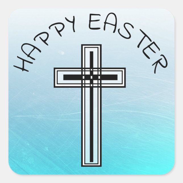 Aqua Blue und Black Cross Religious Stickers (Vorderseite)
