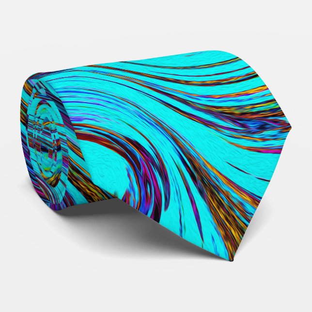 Aqua Blue und Black Groovy Abstraktes Retro Kunst, Krawatte (Gerollt)