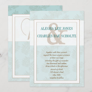 Aqua Blue und Brown Blätter Hochzeit Einladung