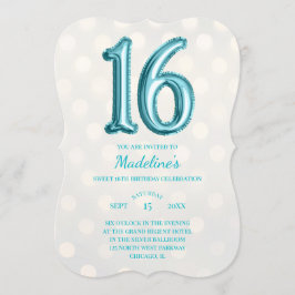 Aqua Blue und Gold Bokeh Imitate Foil 16. Einladung