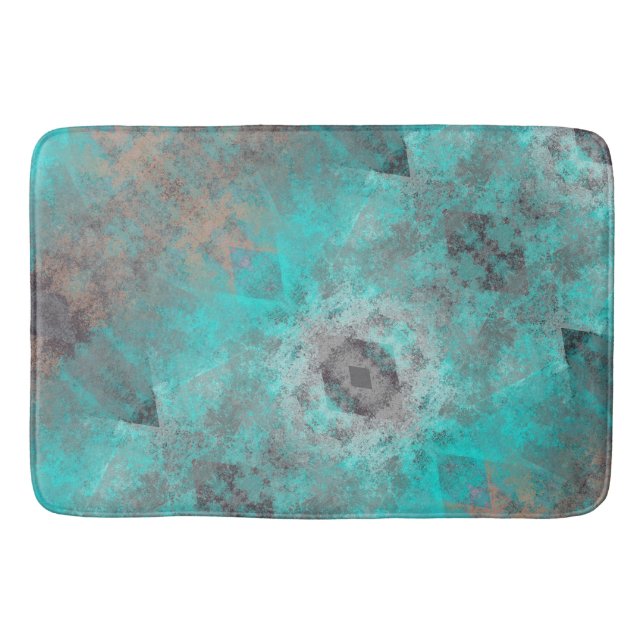 Aqua Blue und Gray dekoriert Badematte (Vorderseite)