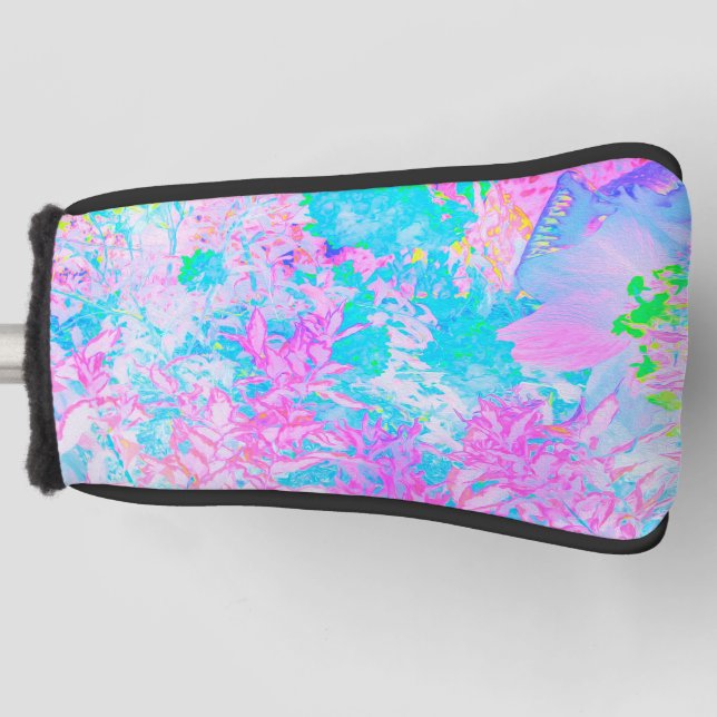 Aqua Blue und Hot Pink Hydrangea Landschaft Golf Headcover (Vorderseite)