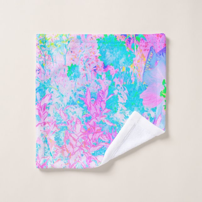 Aqua Blue und Hot Pink Hydrangea Landschaft Waschlappen (Waschlappen)
