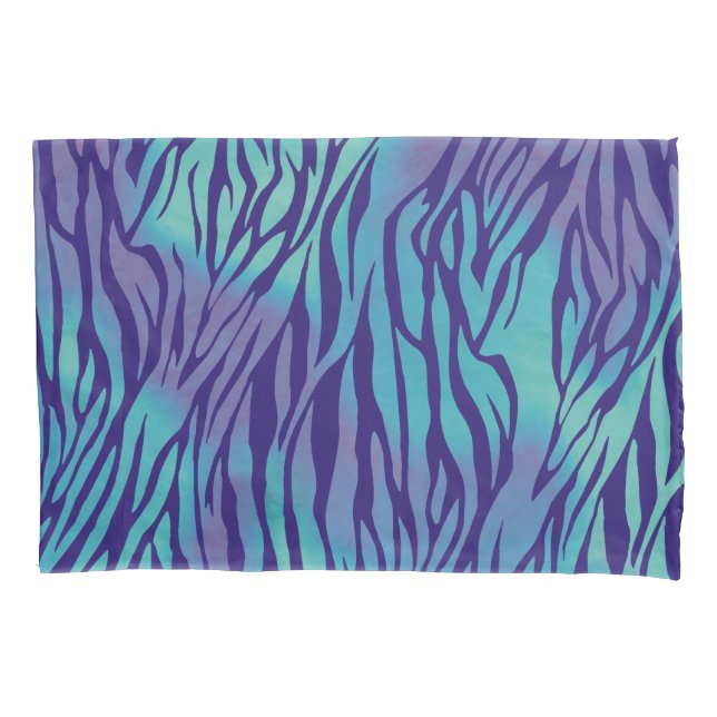 Aqua Blue und Lila Zebrastreifen Kissenbezug (Vorderseite)