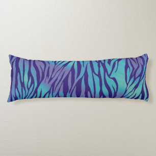 Aqua Blue und Lila Zebrastreifen Seitenschläferkissen