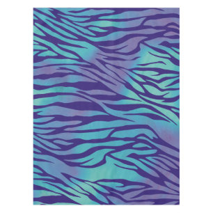 Aqua Blue und Lila Zebrastreifen Tischdecke