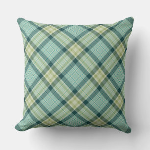 Aqua Blue und Pastel Green Kariert Accent Cushions Kissen