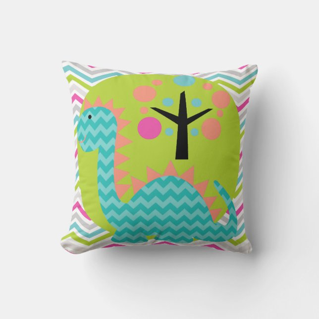Aqua Blue und Pink Dragon Throw Kissen (Vorderseite)
