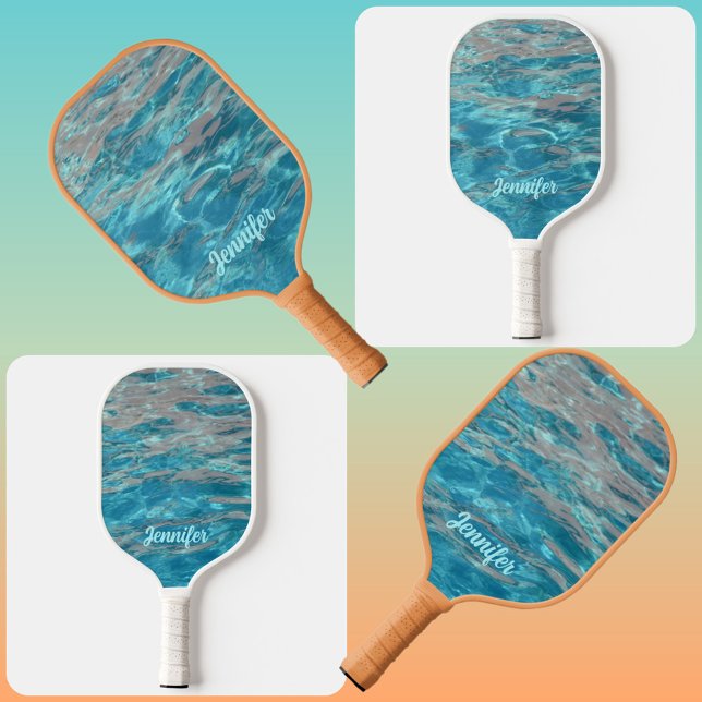 Aqua Blue und tropisches Wasser der Koralle mit Na Pickleball Schläger (Von Creator hochgeladen)