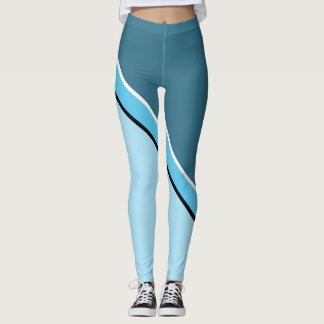 Aqua Blue und Turquoise Diagonal Leggings