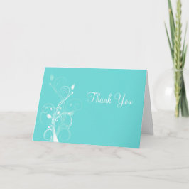 Aqua Blue und White Floral Dankeschön Karte