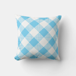 Aqua Blue und White Gingham auf einem Kissen