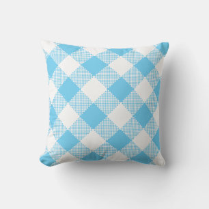 Aqua Blue und White Gingham auf einem Kissen