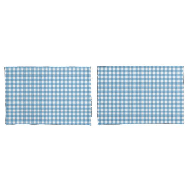 Aqua Blue und White Gingham Pattern Kissenbezug (Vorderseite-Set)