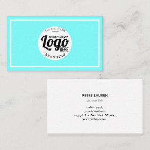 Aqua Blue und White Logo Beruflich Visitenkarte