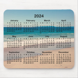 Aqua Blue Water Beach Foto 2024 Kalender Mousepad